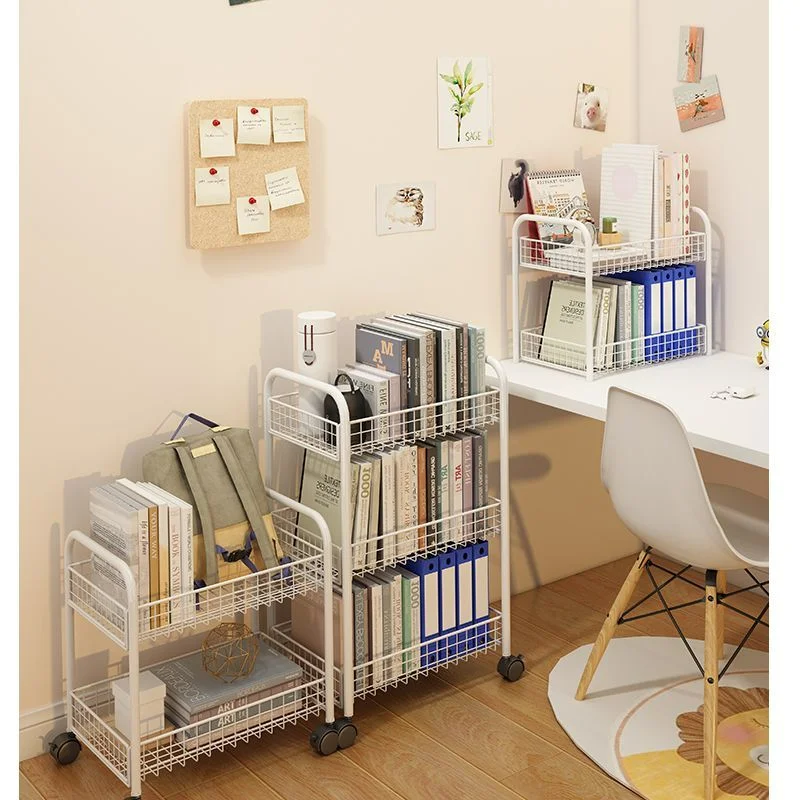 

Small Bookshelves Floor-to-ceiling Shelves Removable Wheeled Storage Desk Tabletop Simple Bookcase Under Desk Office Book Rack