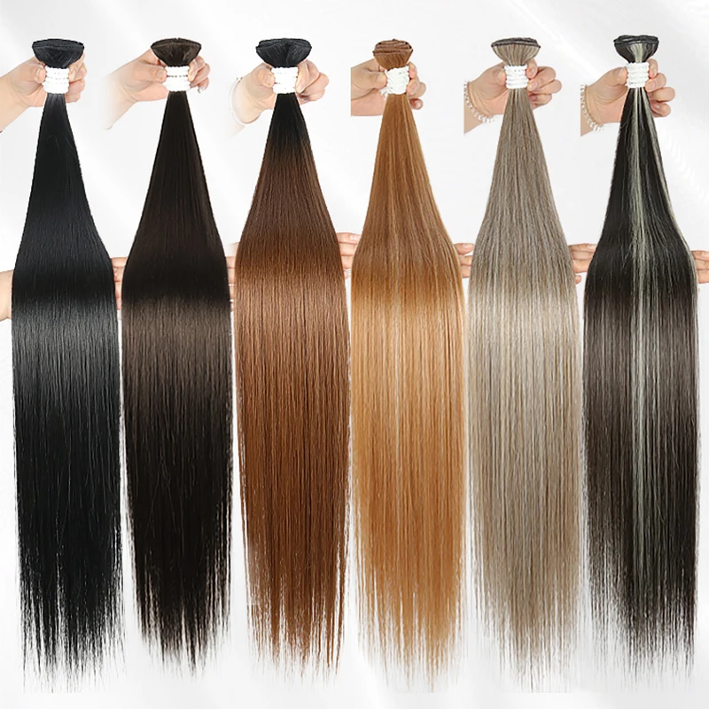 Julianna Wholesale Kanekalon 24 Inch Heat Resistant Blonde Weave Bone Straight Hair Bundles Synthetic Hair Extensions