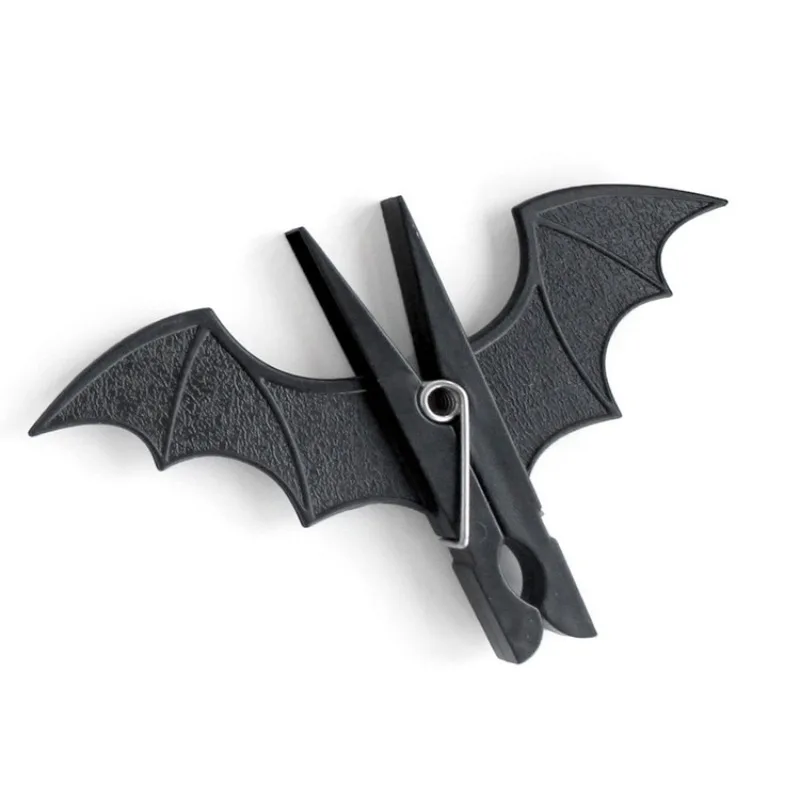2pcs/set Black Bat Shape Camping Clothespin Air Dry Clothes Clips Outdoor Sports Hiking Clothespins Fixing Clothing Windproof