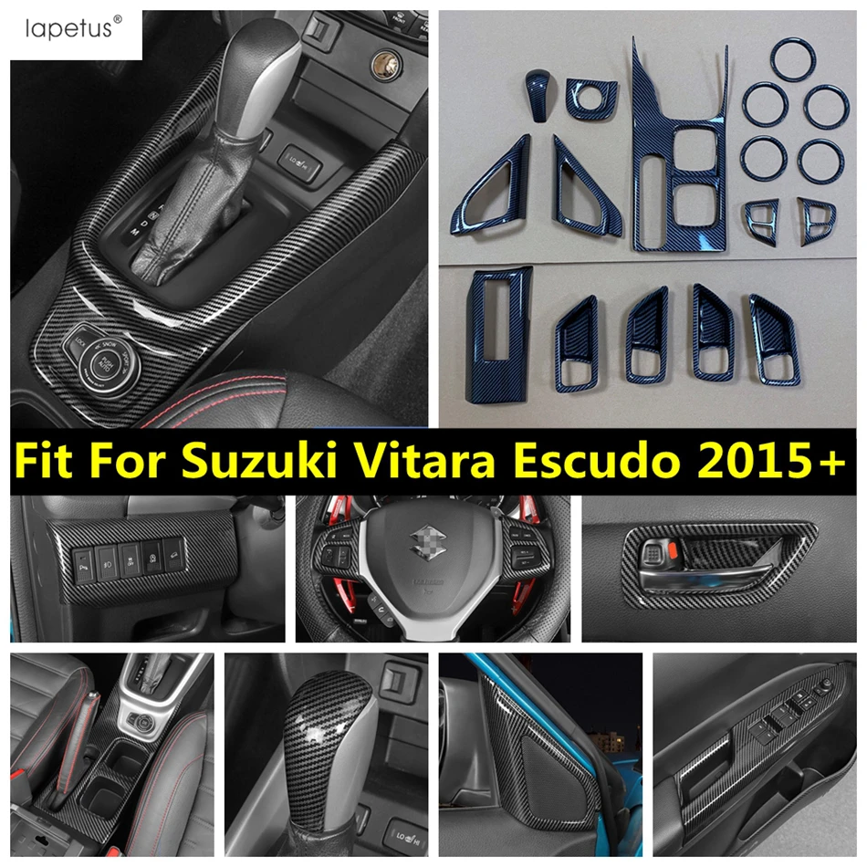 Gear Shift Panel / Dashboard Air Vent / Water Cup Holder Cover Trim For Suzuki Vitara Escudo 2015 -2023 Carbon Fiber Accessories