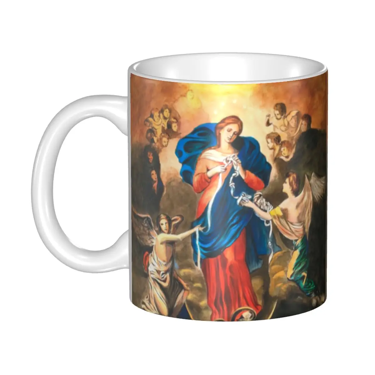 Mary Undoer Of Knots Mug Custom Catholic Our Lady of Virgin Mary Ceramic Coffee Mug Cup Creative Gift