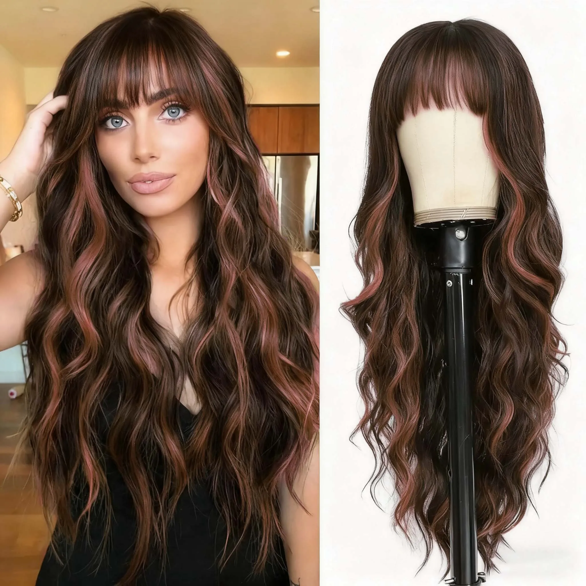 Women's Synthetic Long Lace Ombre Platinum Blonde Wavy Wig
