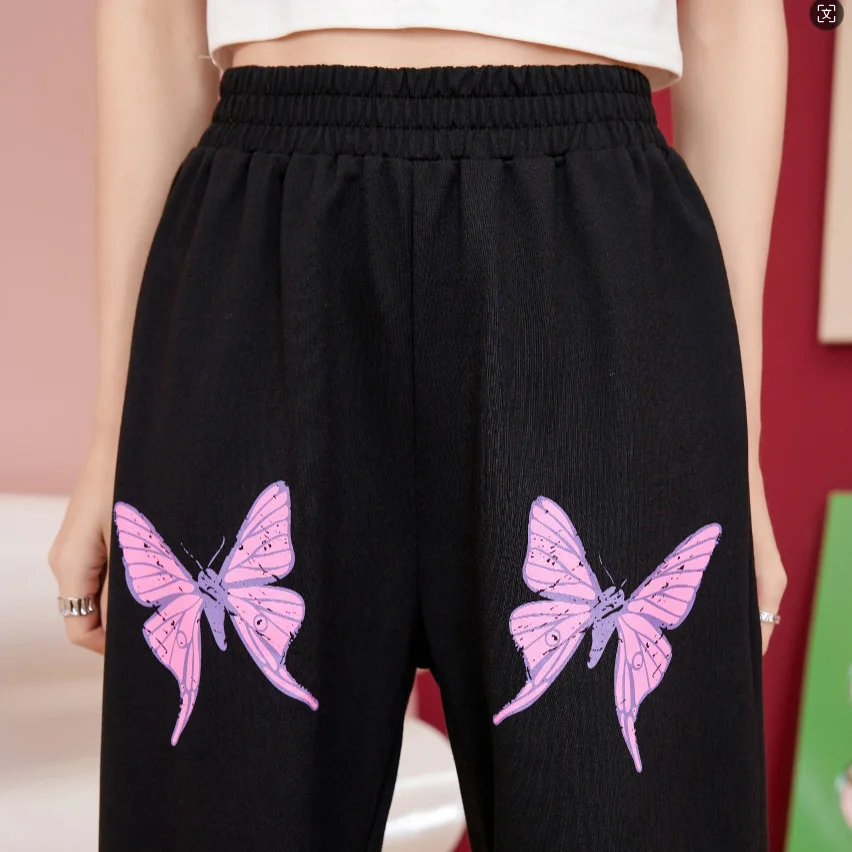 خريف جديد وصول المرأة Sweatpants المنزل في الهواء الطلق عارضة الرياضة بنطال رياضي Y2K إلكتروني طباعة بنطلون الشارع الشهير