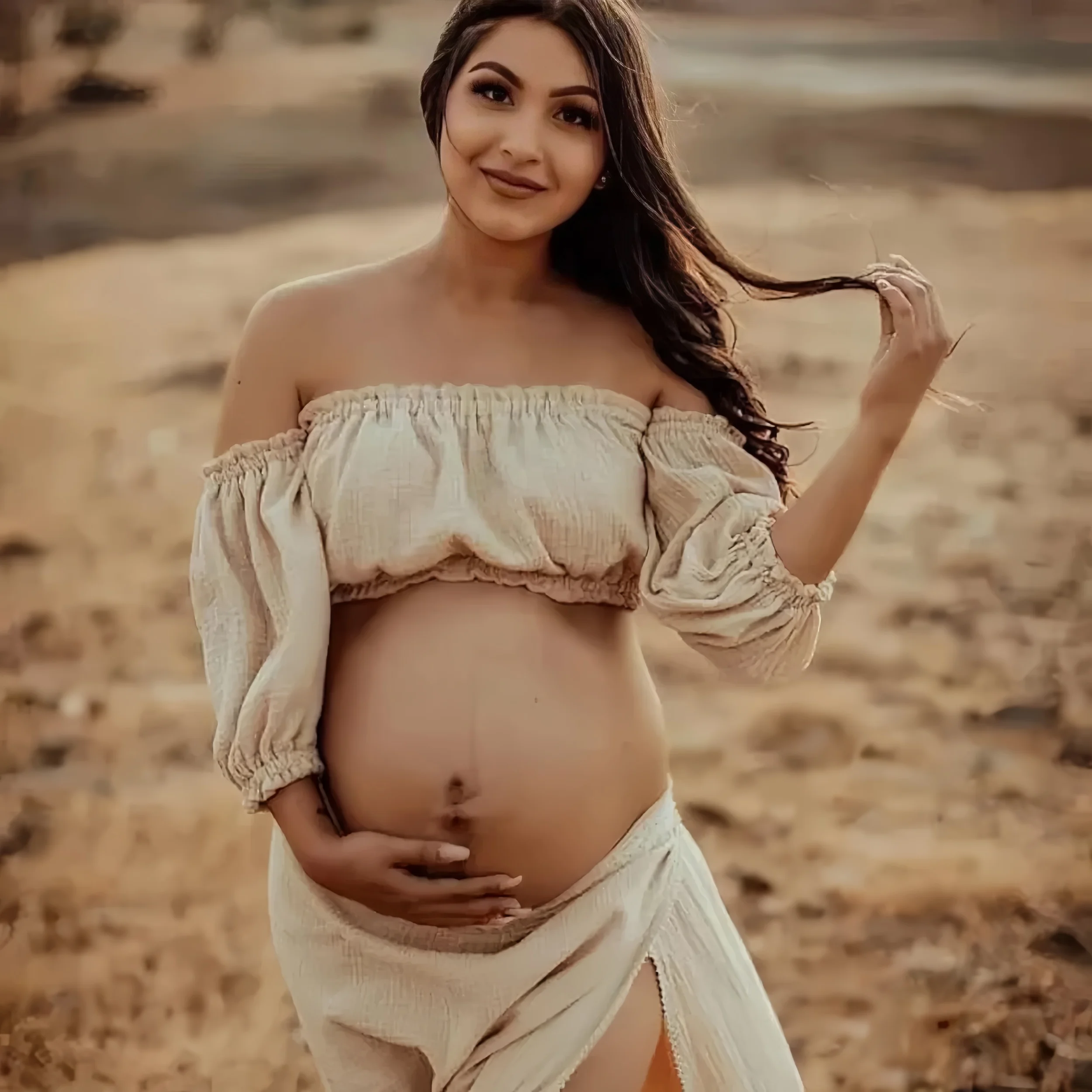 Verão algodão maternidade gravidez photoshoot vestido define fora do ombro roupa de fotografia de maternidade