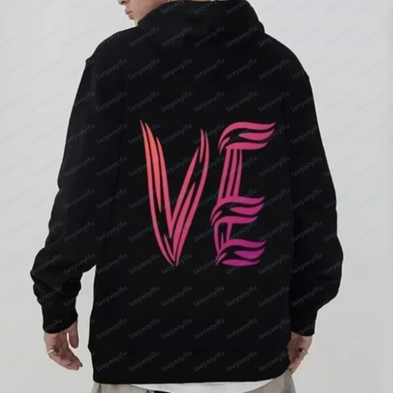 Printed Love Couple Sweatshirt Lover Hoodie for Both Men/ Women Autumn Long-sleeved Hoodie for Women Couple Matching Streetwear view 3