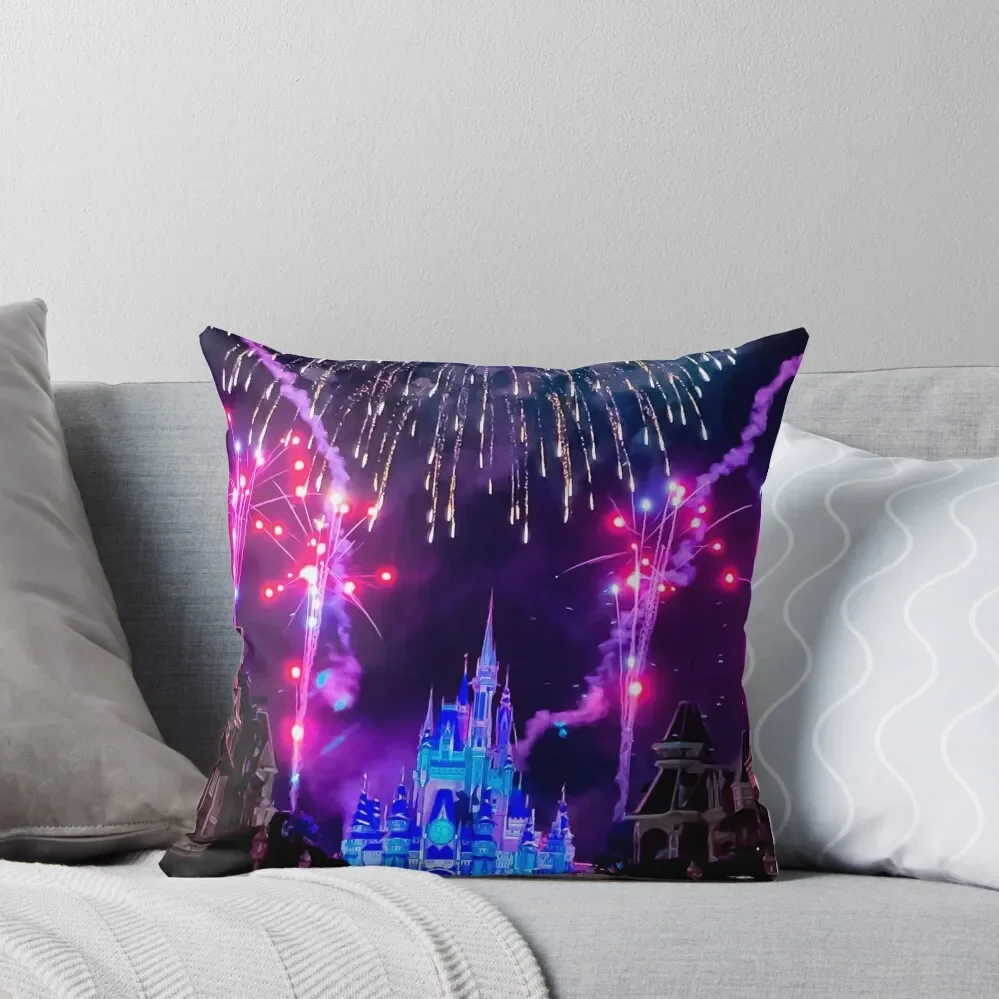 Firework show at a Castle in Orlando Throw Pillow Couch Cushions Cushions Cover pillow