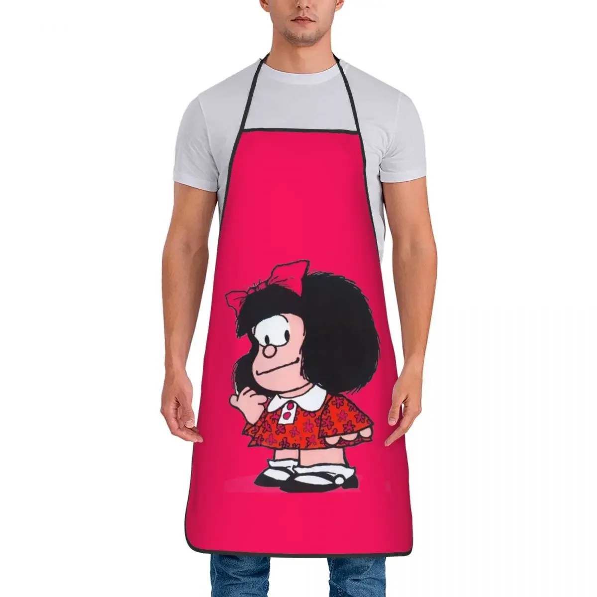 Unisex Fashion Lovely Mafalda Apron Women Men Chef Tablier Cuisine for Cooking Kitchen Animation Mafalda Painting