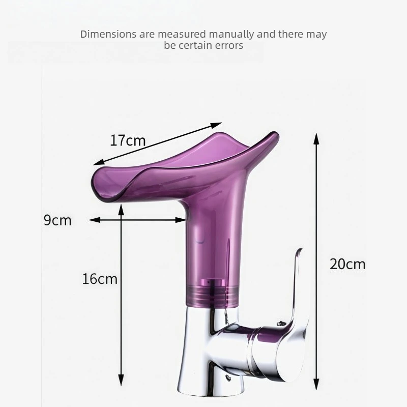 Waterfall Faucet Copper Body Transparent Creative Countertop Basin Faucet Hot and Cold Mixer Kitchen Bathroom Faucet
