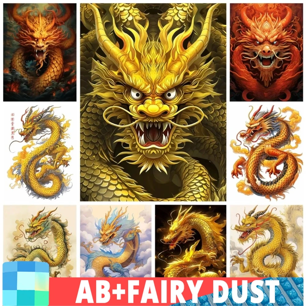 Fairy Dust AB 5D Diamond Painting New Arrival Dragon Full Mosaic Painting Fantasy Animal Embroidery Kits DIY Home Decor