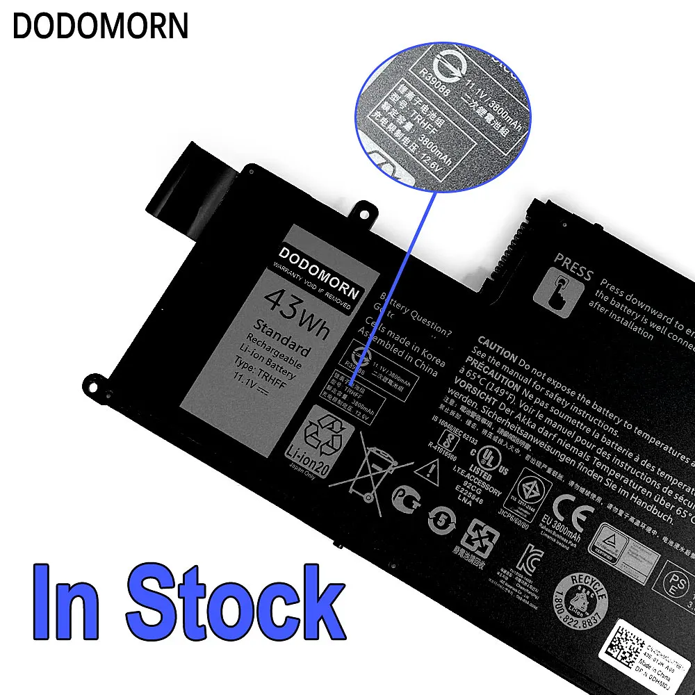 DODOMORN TRHFF Battery For Dell Inspiron 14 5445/5447/5448/5457 15 5545/5547/5548 Latitude 14-3450 15-3550 Laptop 11.1V 43Wh