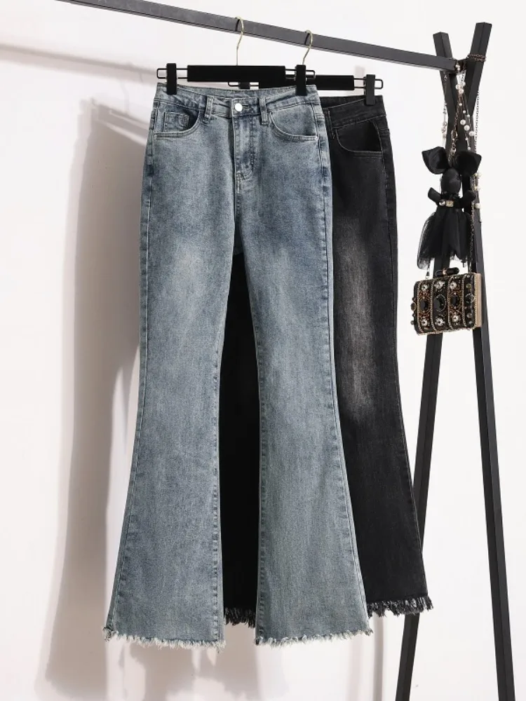 

Slimming Women Jeans Button Pockets Wide Leg Long Denim Pants Solid Color Female High Waist Wide Leg Jeans 2024 New R102