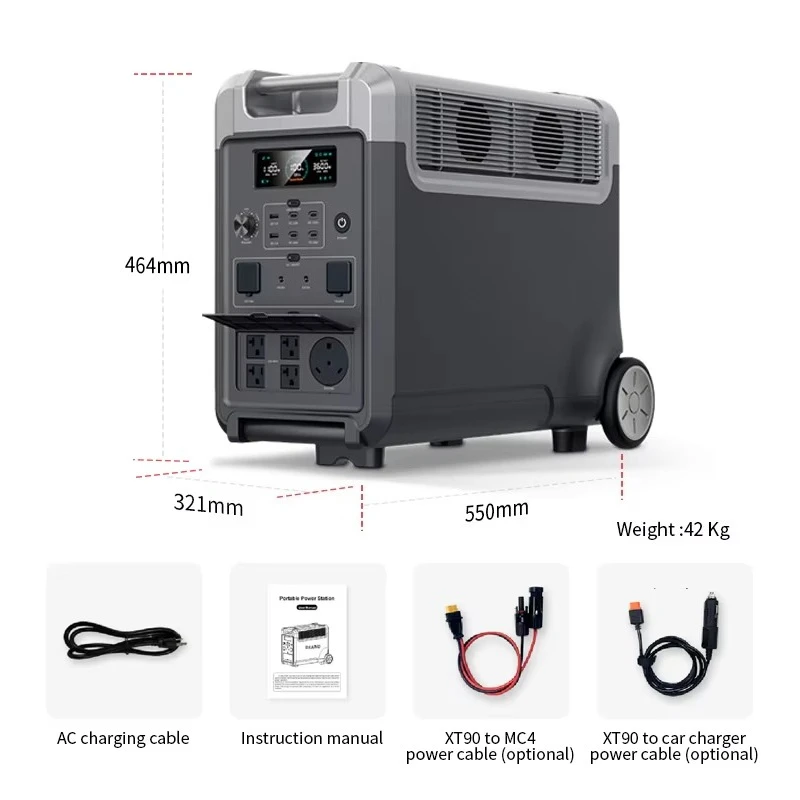3300W Energy Storage Supply Outdoor Solar Generator Large Portable Power Station Lifepo4 Battery Fast Charge