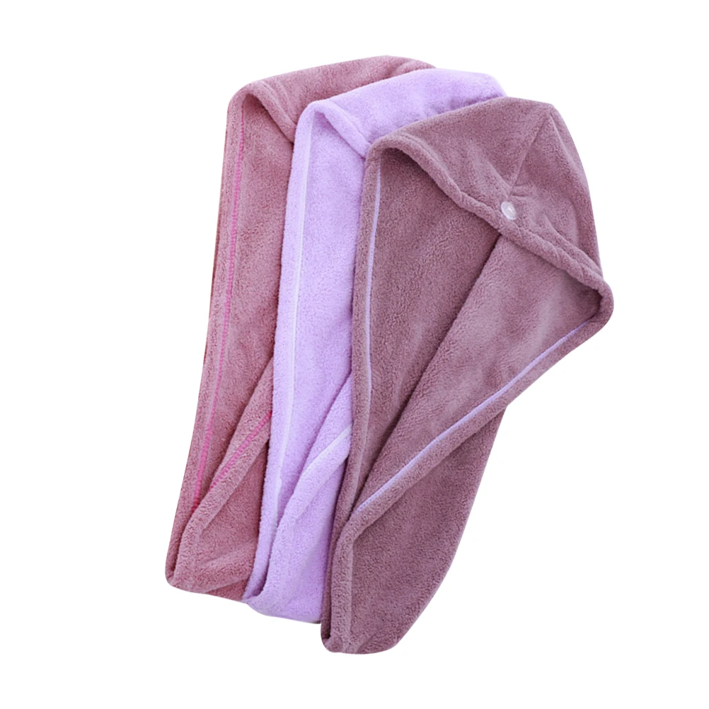 

3Pcs Coral Fleece Bath Cap Thickened Quick Dry Hair Towel Soft Highly Absorbent Shower Hat for Women Home Spa Makeup Face Wash