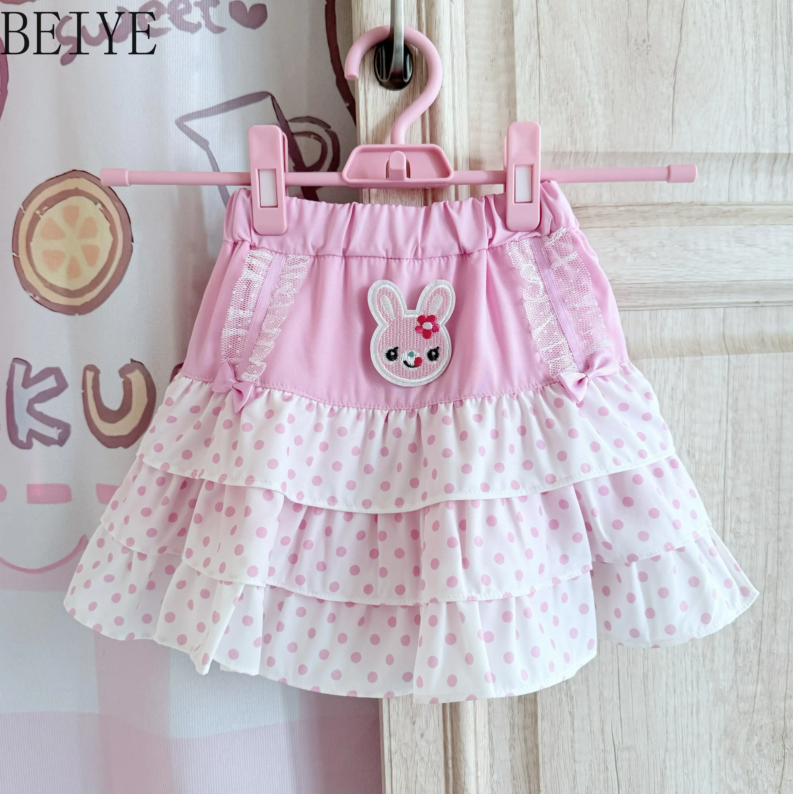 Japanese Style Girl Kawaii Skirt Cute Polka Dot Bunny Embroidered Cake Sweet Mini Skirt Fashion Summer Women's Skirts
