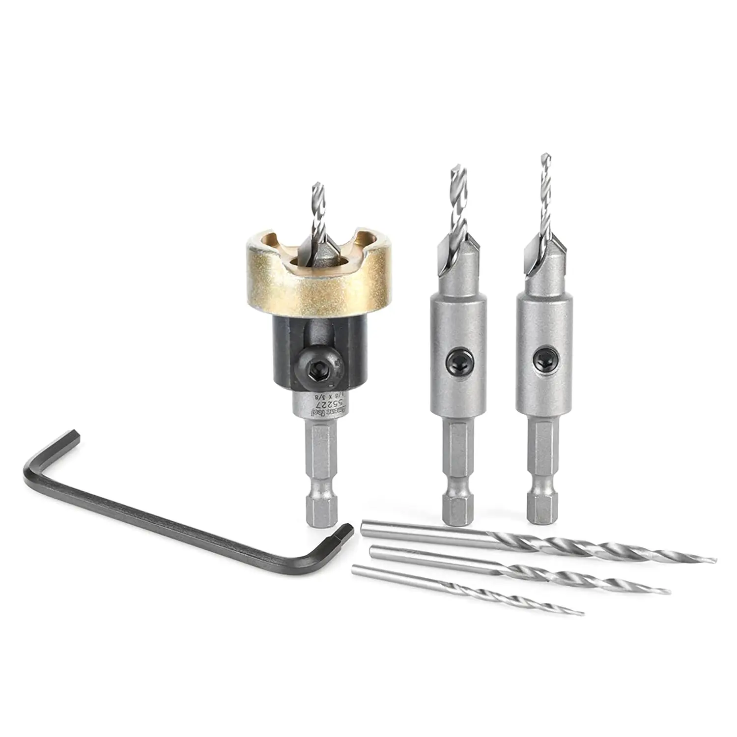 Carbide Tipped Countersink Drill Bit with, Ball Bearing Set and Replacements, AMS-628, 6-Pc
