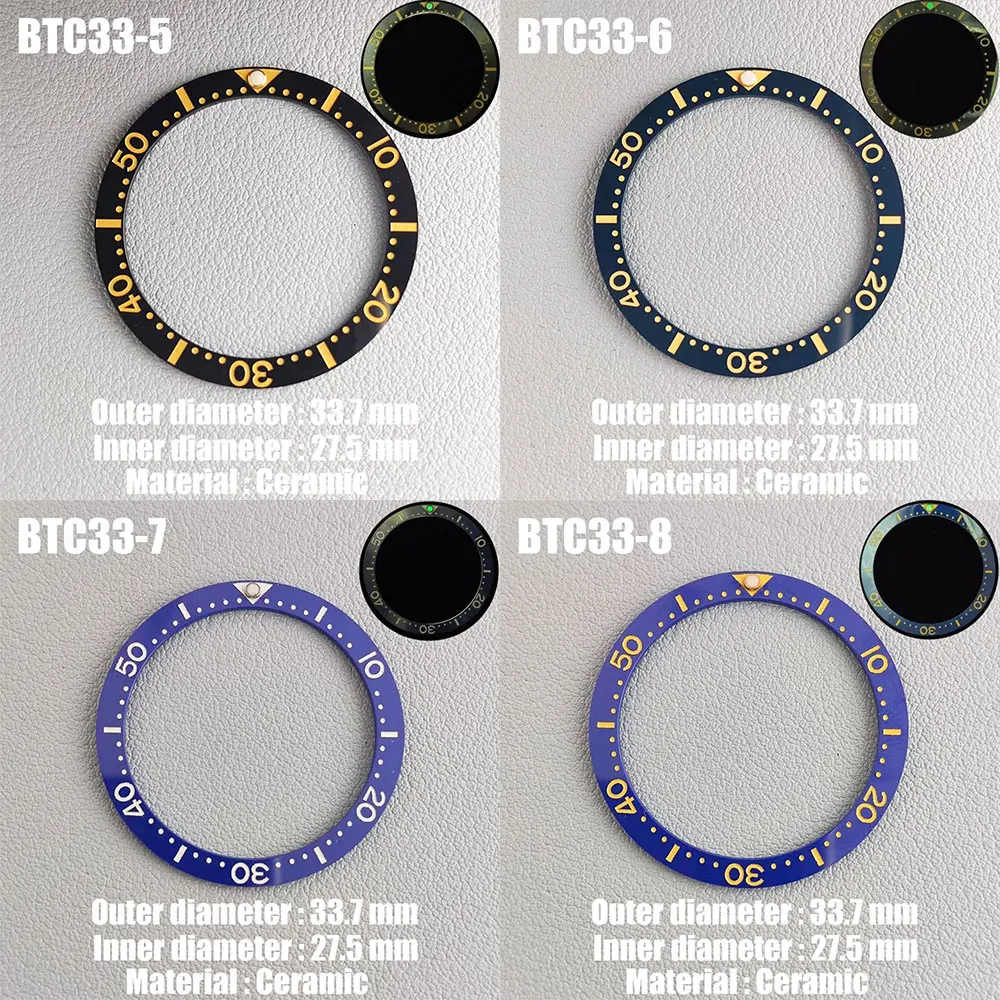 Luminous cerâmica Assista Bezel, Inserir Anel, Inserir Acessórios, Flat, de alta qualidade, 33,7 milímetros * 27,5 milímetros