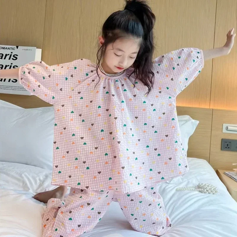 Spring Autumn Pajamas Children Girl Children's Clothes Set Girls From 12 13 Years Old Child House Clothing 8 Year Up 4 2025 New