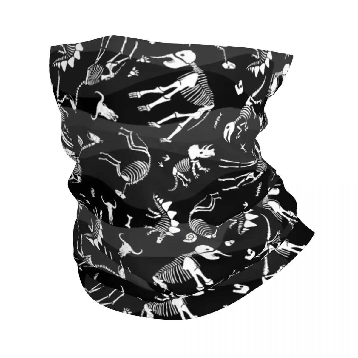 Grey Thin Bandana Neck Gaiter Dinosaur Wrap Scarf Headband Neck Cover