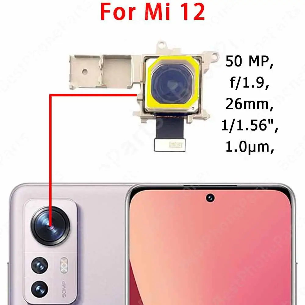 Rear Back Camera For Xiaomi Mi 12 Lite 12 Pro 12Lite 12Pro Backside Camera Module Replacement Parts