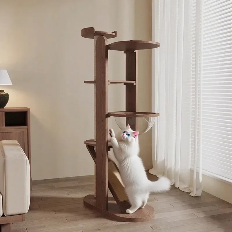 Cat climbing frame, household rubber solid wood does not occupy an area, and there are many cat claw columns in the living room