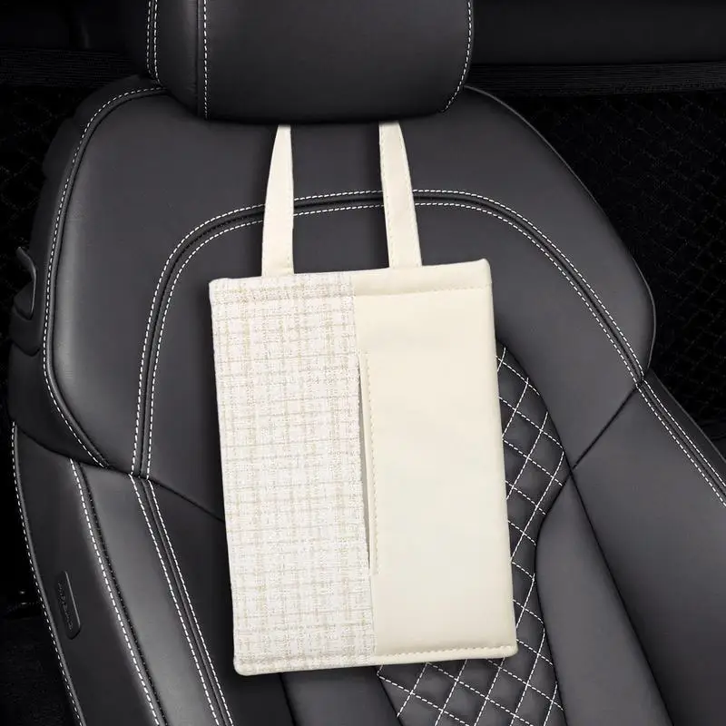 Tissue Box Holder For Car Backseat Car Tissue Box Facial Tissues Boxes Car Napkin Holder Leather Suspending Napkin Dispenser Car