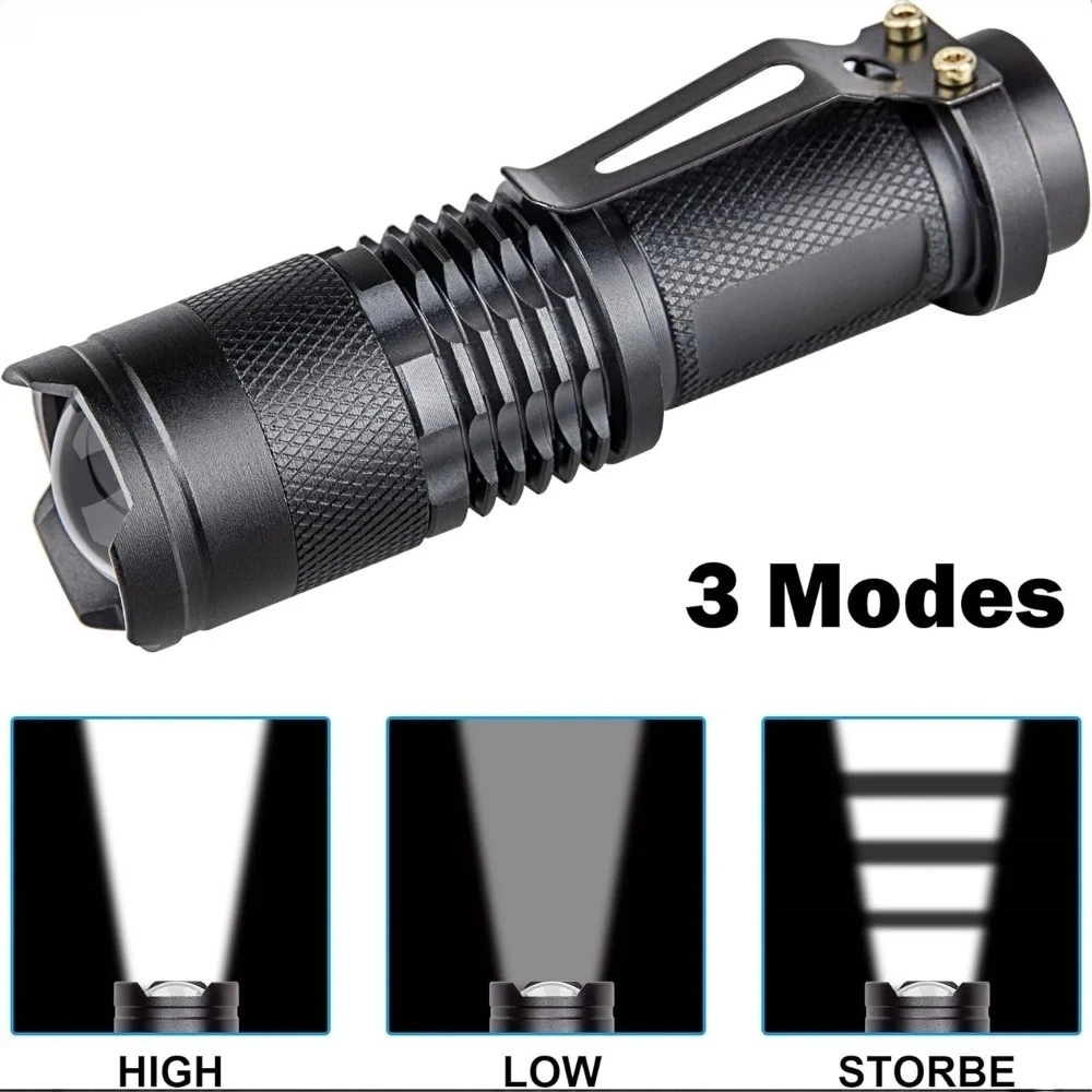 Waterproof Tactical Flashlights Portable LED Camping Lamps 3-Mode Handheld Powerful LED Torch Light Lanterns Self Defense