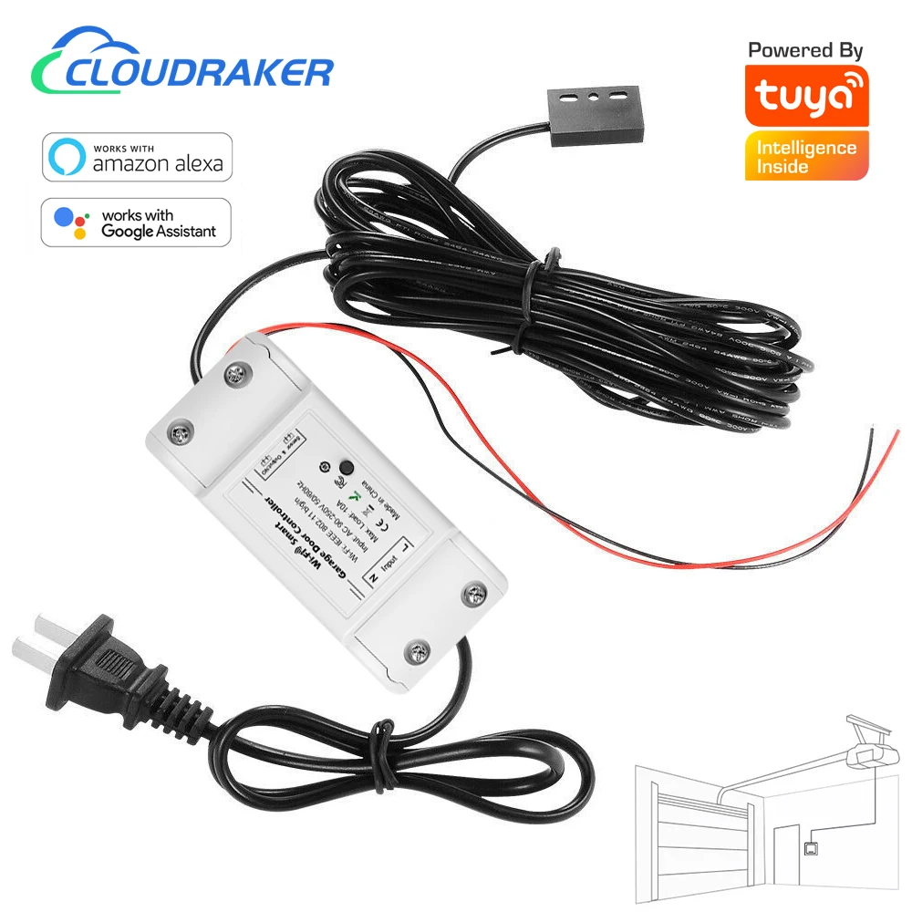 CUSAM WiFi Smart Garage Door Opener Controller App Remote Control Switch Timing Works with Alexa Google Assistant