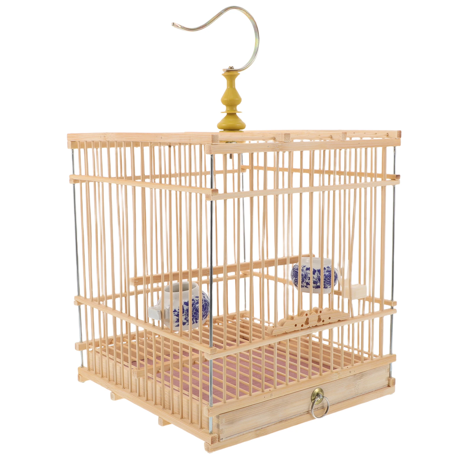 

Bamboo Bird Cage Birdcages for Budgies Hanging Songbirds Goldfinches Balcony House Pet Small