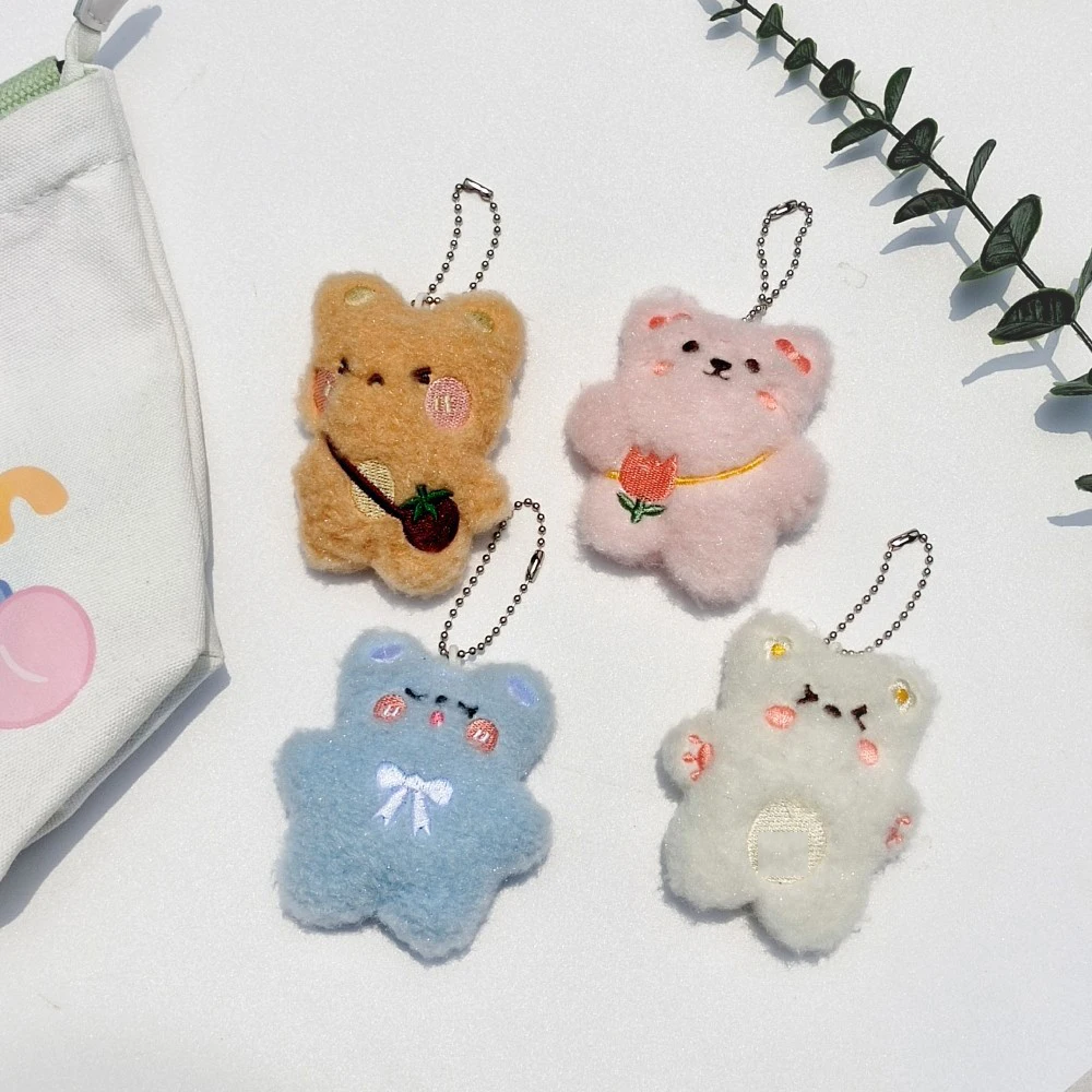 Soft Keychain Cartoon Cute Bear Pendant Key Ring Toy Plush Stuffed Key Holder Bag Decoration Couple Friends Men Women Kids Gift