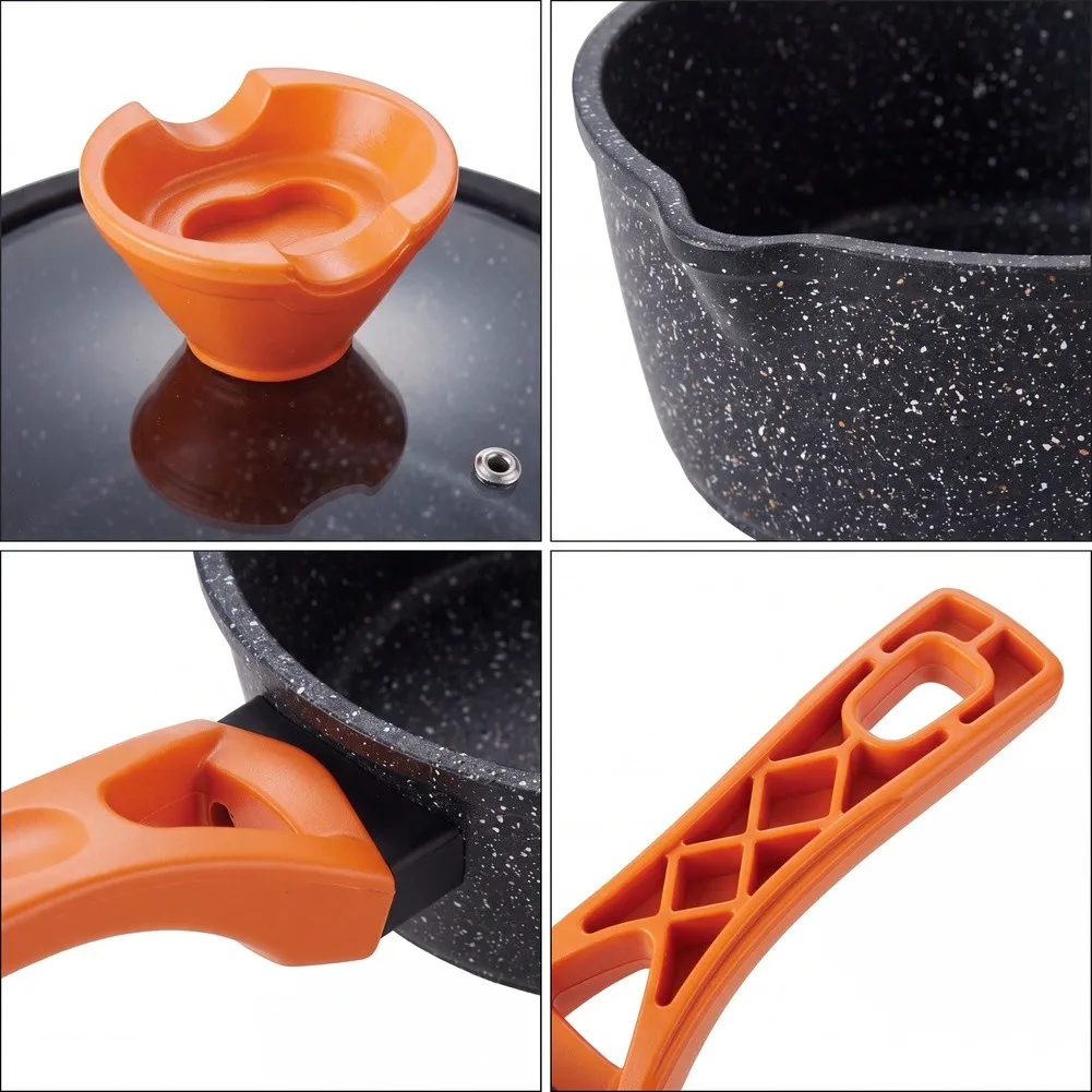 Flat-Bottom Alloy Pot with Tempered Glass Lid and for Comfort Grip Handle Optimized for Milk Boiling Porridge and Small Meal