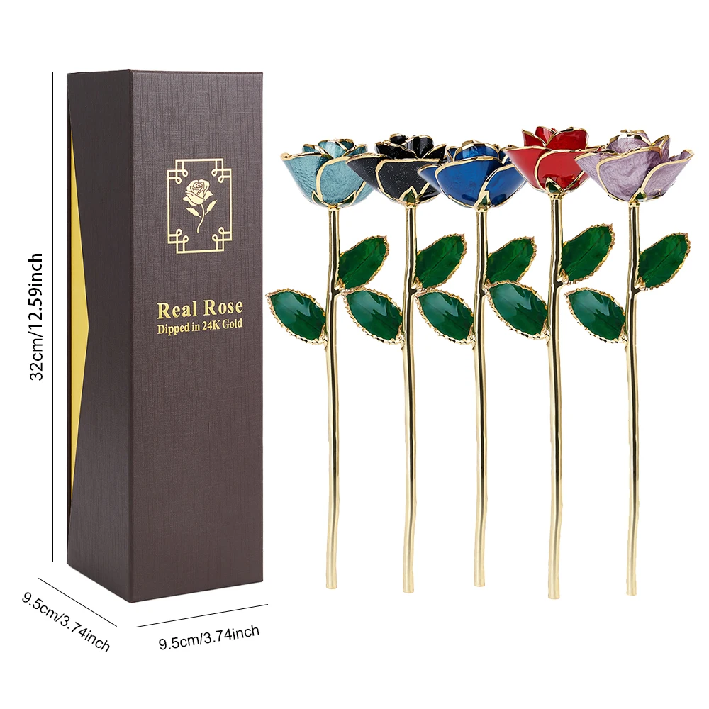 Luxury 24K Gold Dipped Real Rose | Multicolor Eternal Flower in Gift Box for Valentine's Day Christmas Birthday& Collection