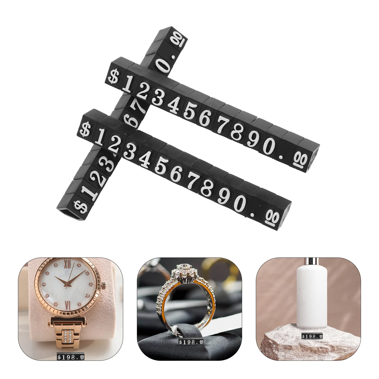 

3Pcs Number Letter Price Display Cube Adjustable Label Stand Price Tag Kit for Jewelry Retail Shops Sticker Display Stand