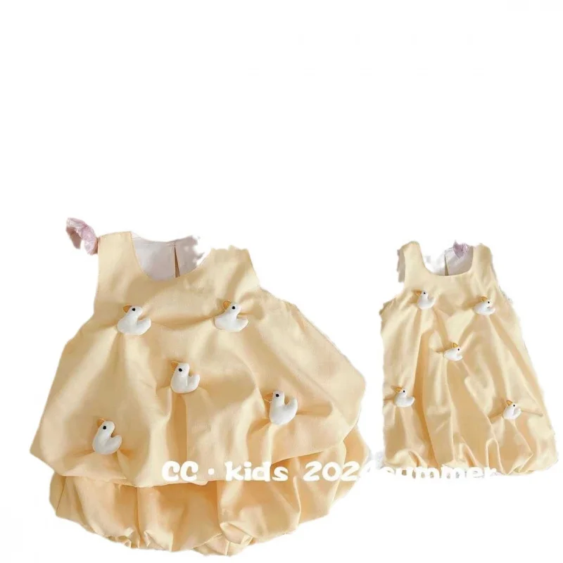 Children's Clothing Girls' Summer New Baby Girl All-Match and Cute Duck SuitorCute Duck Bud Dress