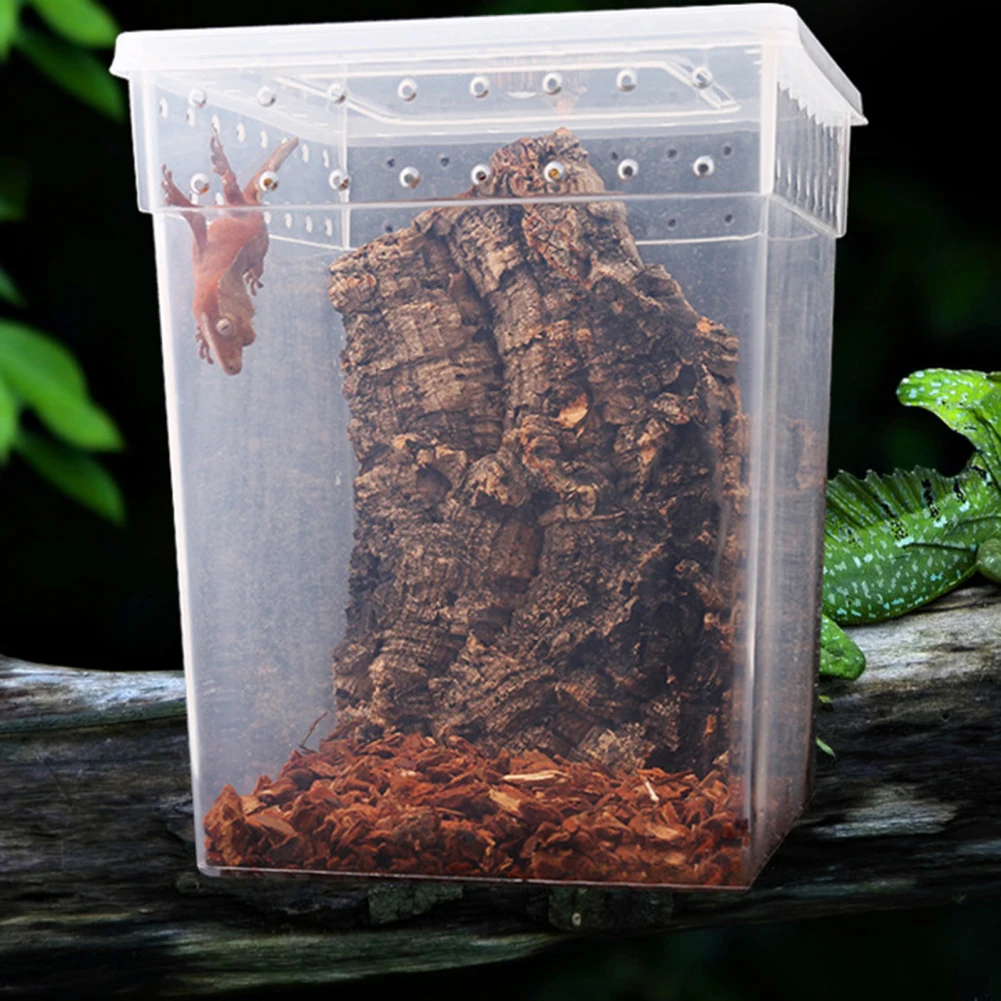 Reptile Feeding Box, Transparent Turtle Tank Aquarium Lizard Container Habitat Cage for Frog Spider Gecko Tarantulas