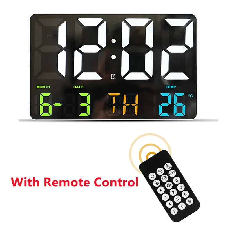 LED Digital Wall Clock Large Screen Electronic Clock Simple Style Living Room Multiple Alarm Cloc  with Remote Control