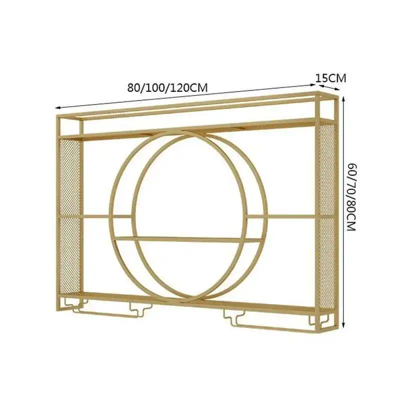 Retro Hanging Wine Cabinets Simple Red Bar Cabinet Home Living Room Wall Storage Rack Wrought Iron Restaurant Display Wine Rack