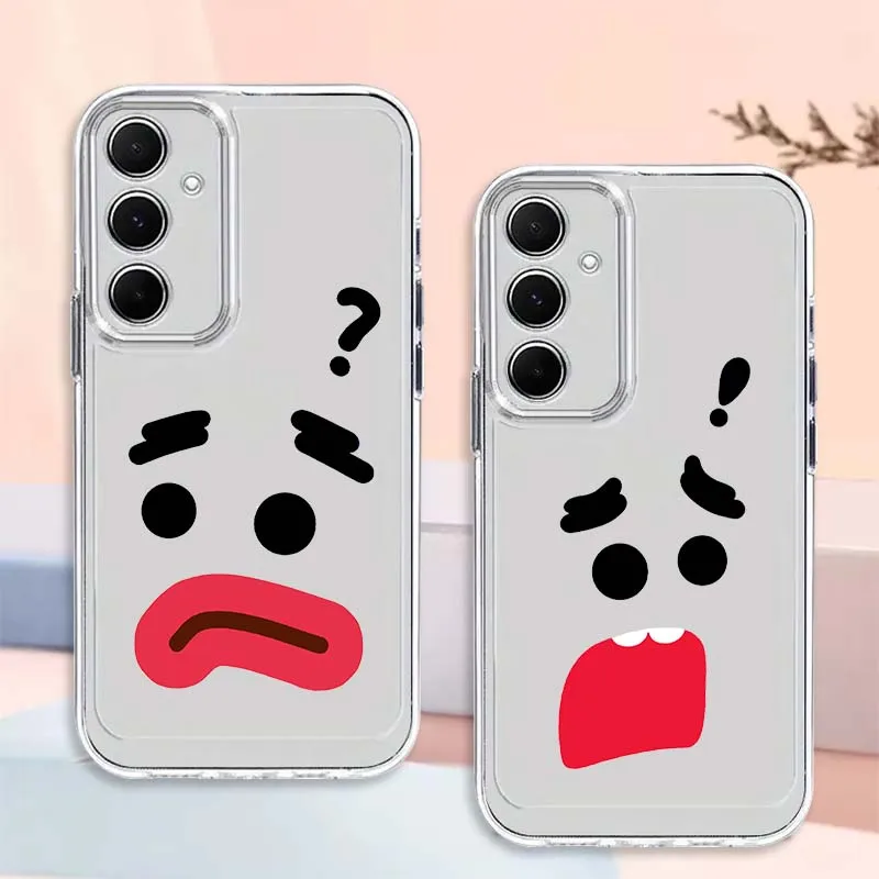 Cartoon cute emoji pattern For Samsung Galaxy Note 20 10 F12 M23 F23 M14 F15 M54 M55 Ultra Plus 5G TPU Transparent Phone Case