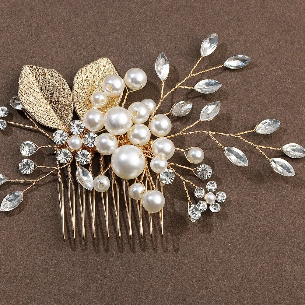 

Elegant Rhinestone Pearl Hair Comb Delicate Bride Headdress Wedding Hairpin Clip for Women Girls Bridal Hair Accessory