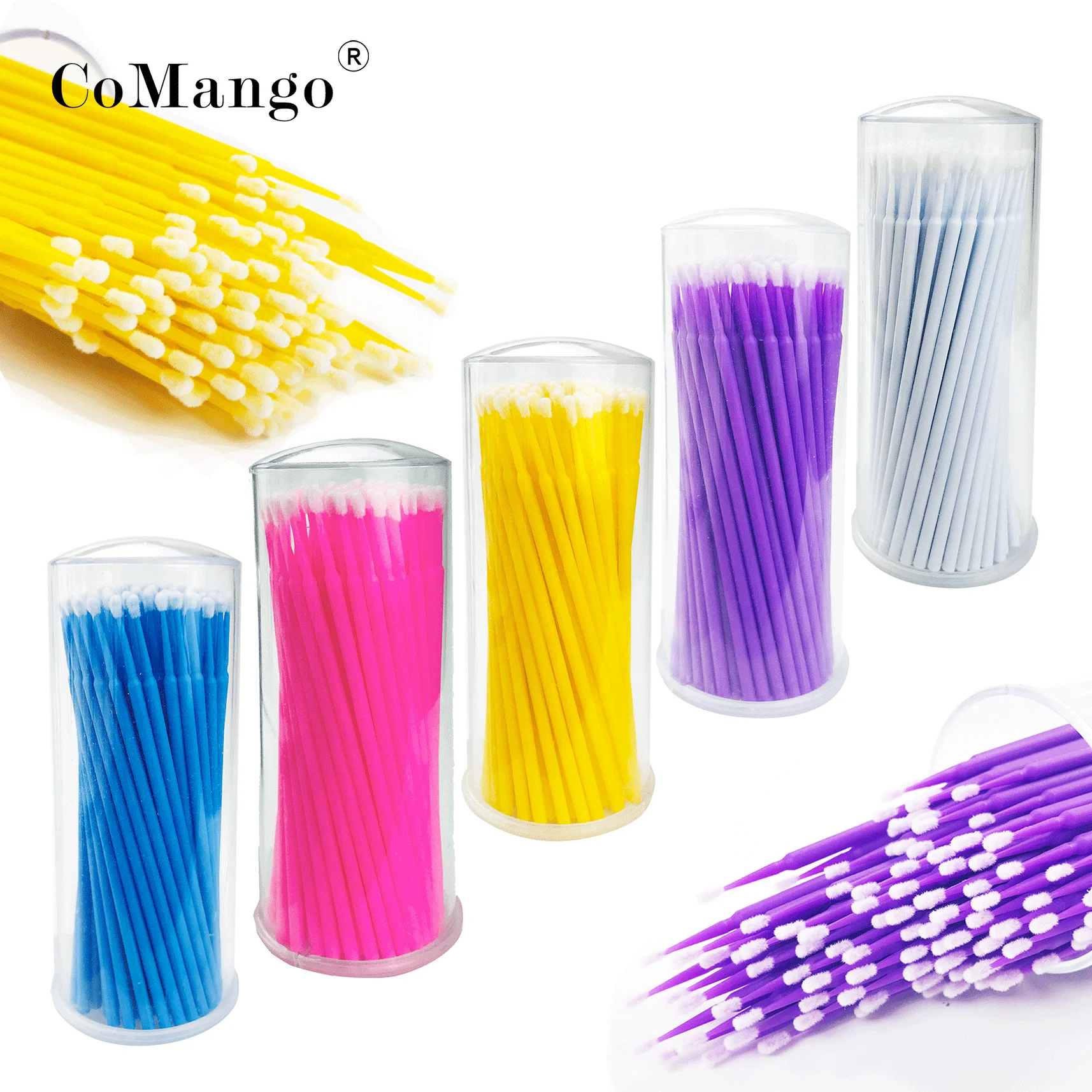 Comango Wholesale100Pcs Micro Applicator Brush, Micro Swabs, Disposable Eye Lashes Mascara Wands for Eyelash Extension