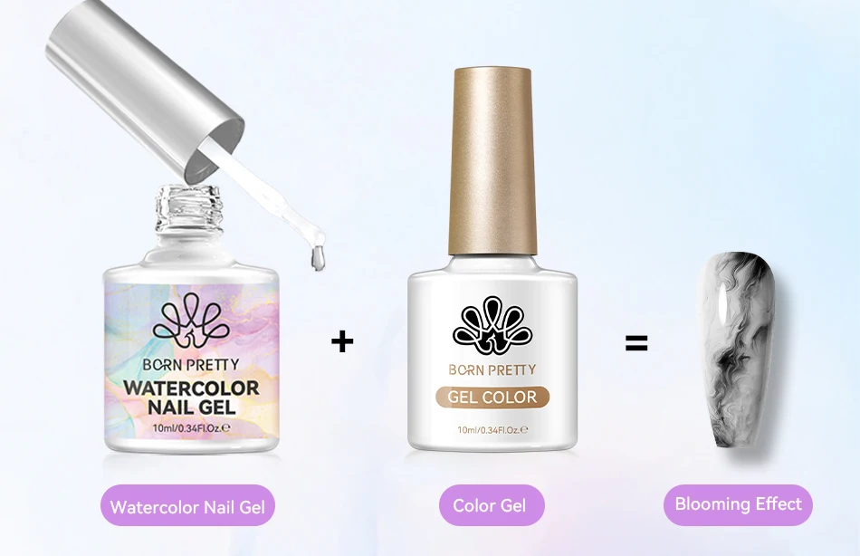BORN PRETTY 10ml Aquarell-Nagelgel-Lack Klarer Marmor-Gradienten-Effekt Malgel für Herbst und Winter DIY Nagelkunst-Dekoration – Detail 2