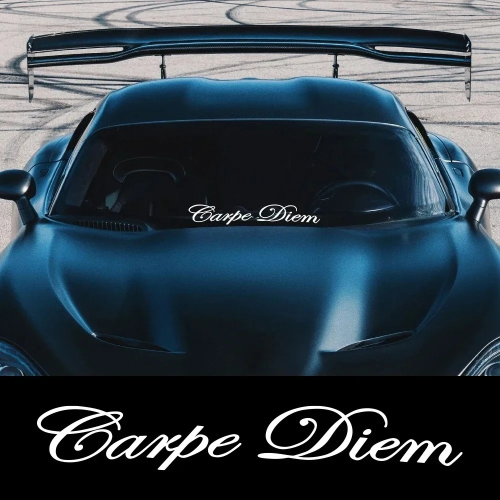 Cute Carpe Diem Letters Design Car Sticker Vehicle Front Windshield Vinyl Decals Personalized Car Decoration Sticker Accessories