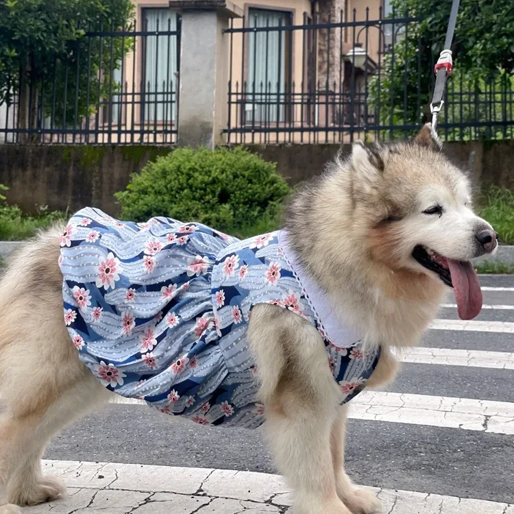 Pet Clothing Spring Summer  Big Dog Dress Full Wall Deep Forest Skirt for Cat Teddy Golden Retriever Alaska Satsuma