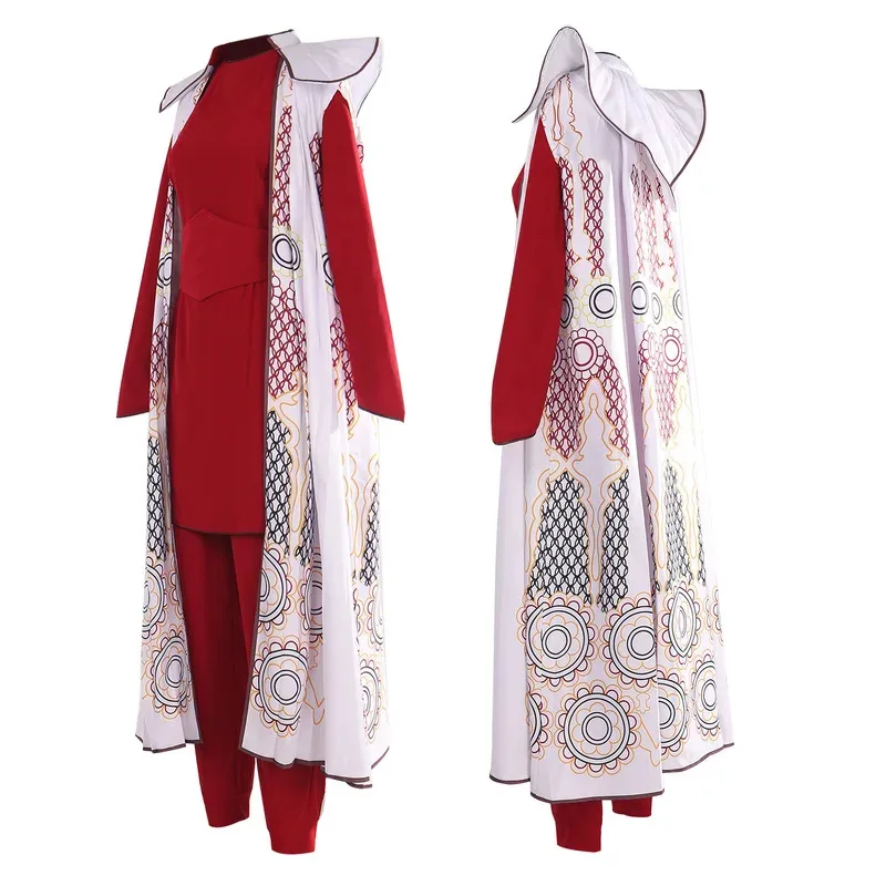 

SW Leia Princess Cosplay Costume Red Top and Pants with Cloak Halloween Masquerade Dress Up Carnival Party Outfits for Women hh: