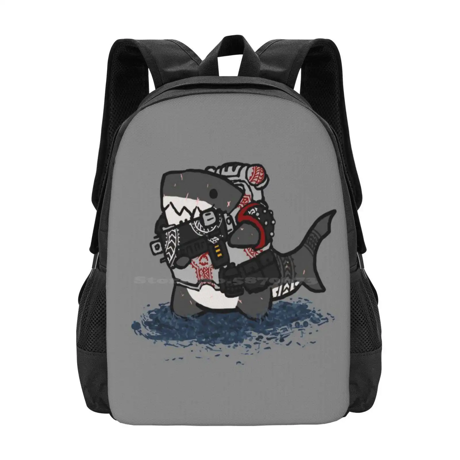 Chibi Carcharodons Primaris School Bags For Teenage Girls Laptop Travel Bags Chibi Carcharodons Primaris Shark Marine Cute