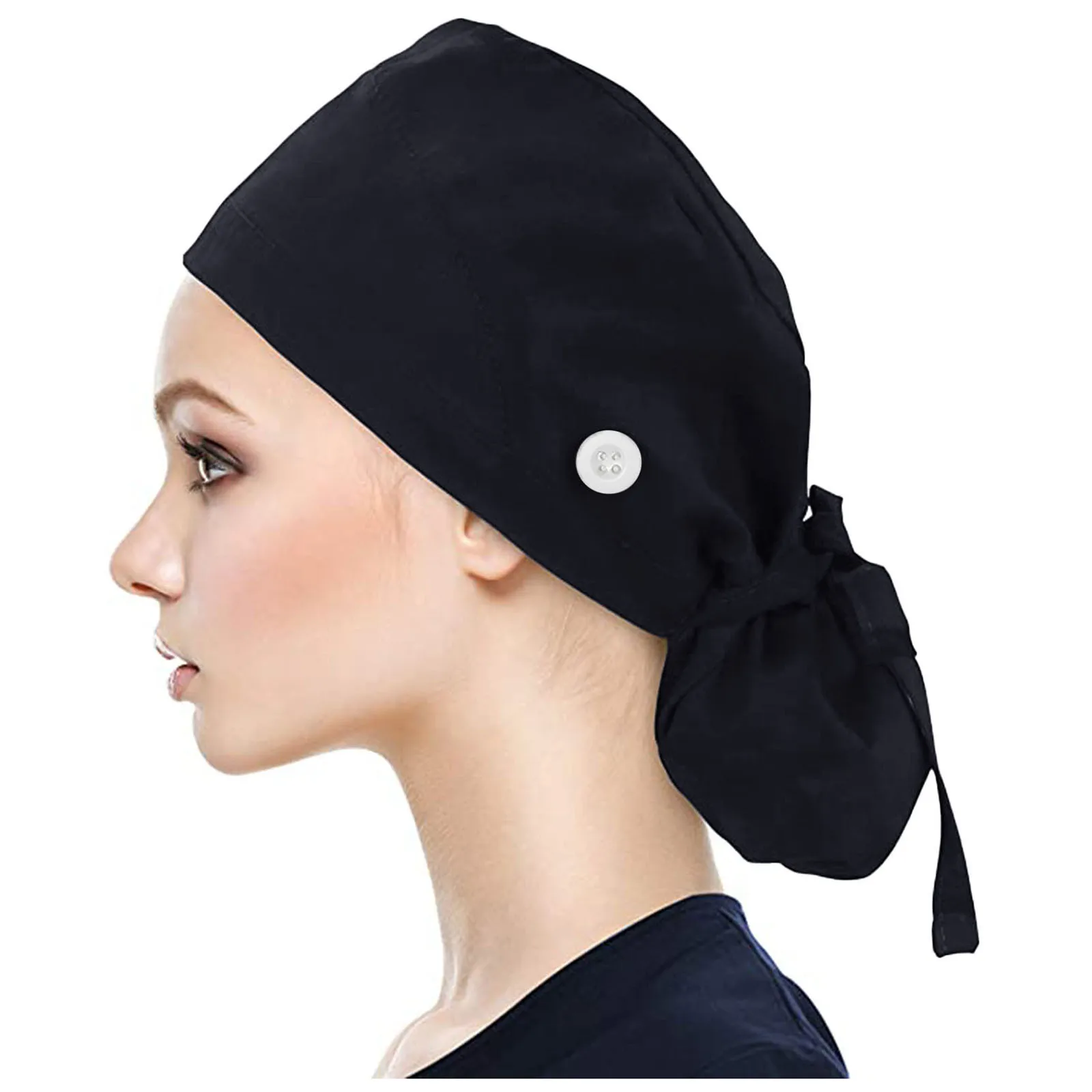 1 pièces casquette de travail avec bouton cheveux longs réglable chapeau de travail élastique pour queue de cheval cravate arrière chapeaux pour femmes et hommes unisexe gommage casquette