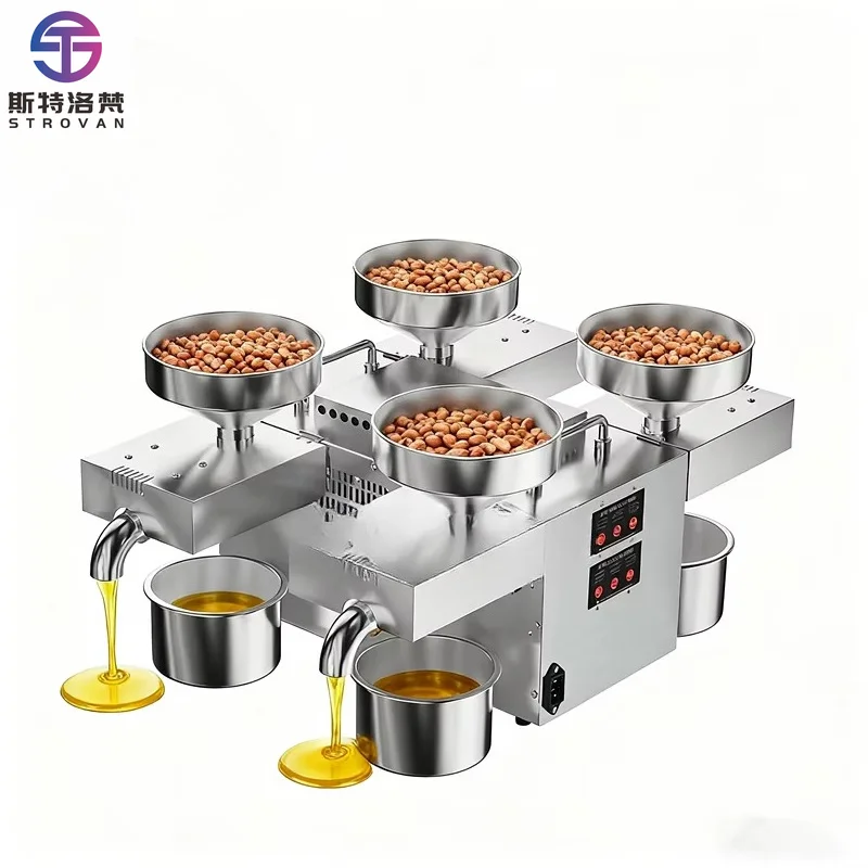 Four in One Raw Material Electric Oil Press for Commercial and  Sesame, Rapeseed, Sunflower Seeds, Peanuts, and Walnuts