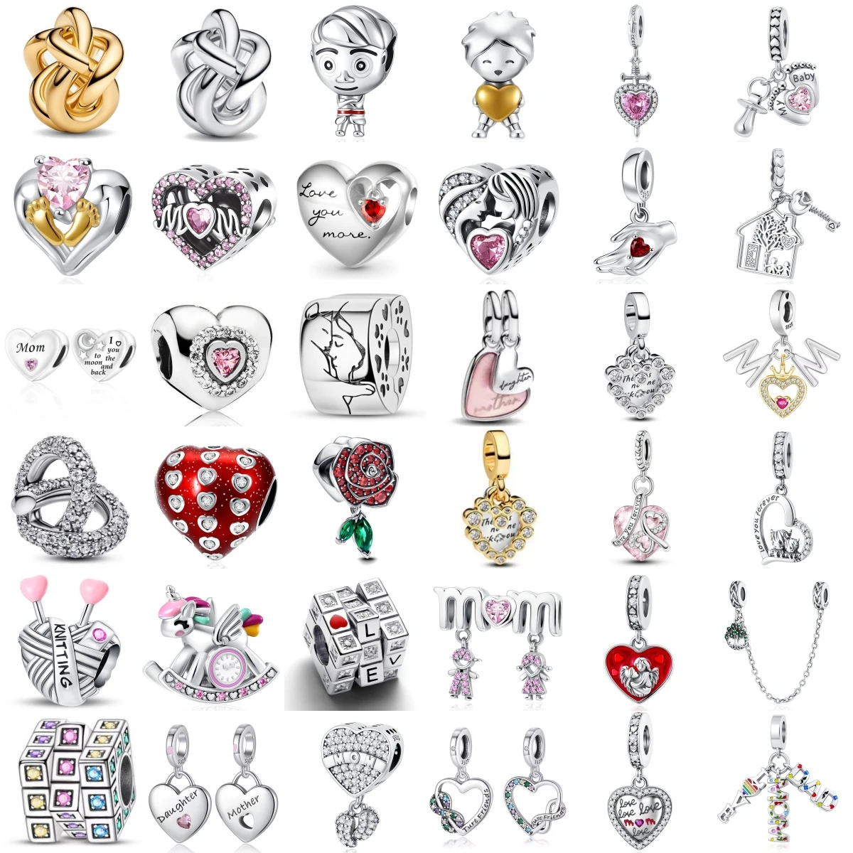 

2025 New MINISO Mother's Day Hobbyhorse Rose Rubik's Cube Original 925 Silver Pendant Fit Bracelet Charm For Jewelry Making