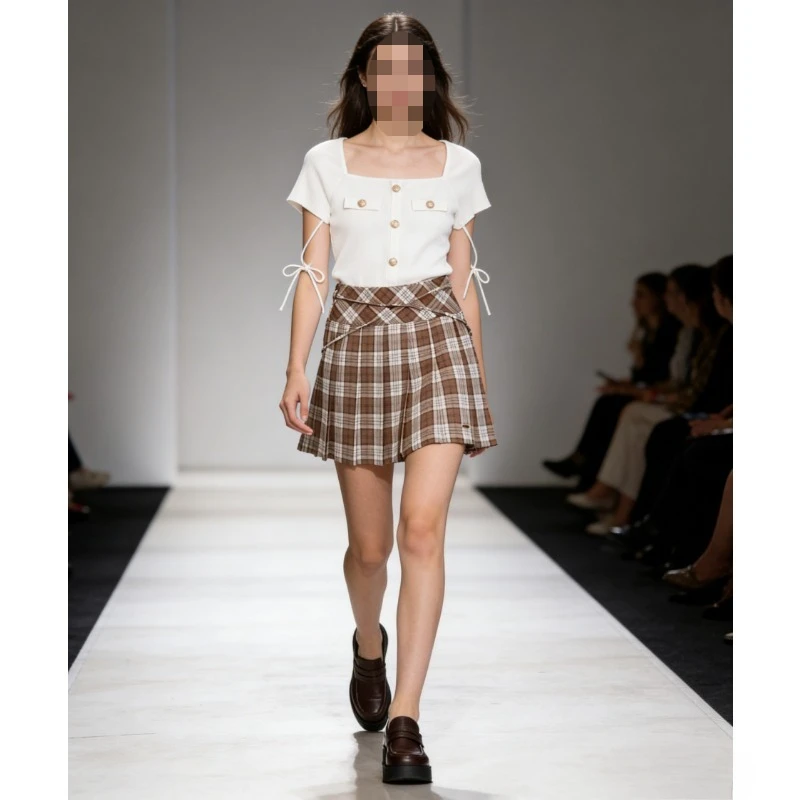 

Новая плиссированная короткая юбка с высокой талией, стильная и элегантная, в японском стиле, универсальная, подчеркивающая фигуру, мини-юбка на весну/лето.