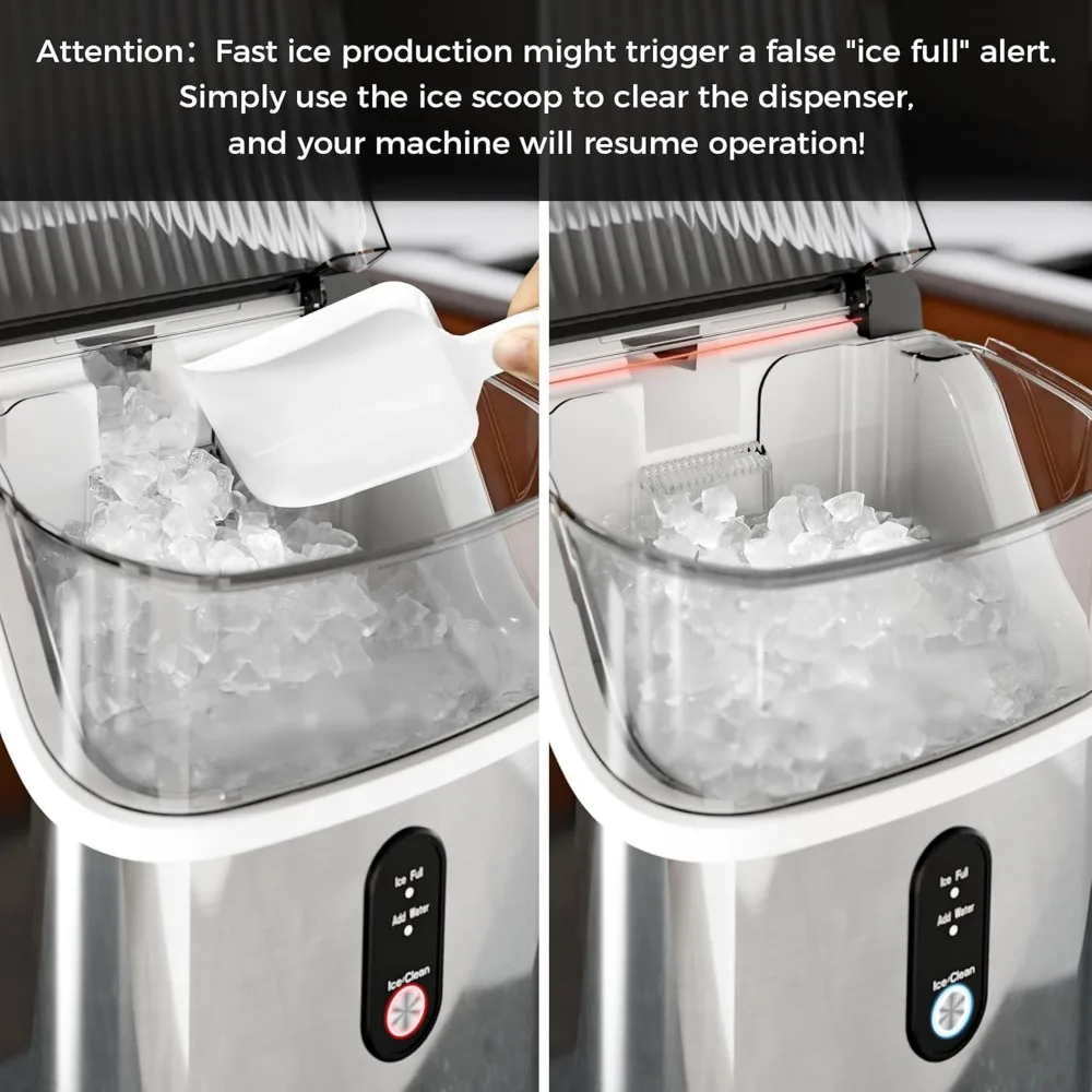 Nugget Ice Makers Countertop,Pebble Ice Maker Machine with Chewable Ice, 35lbs/Day