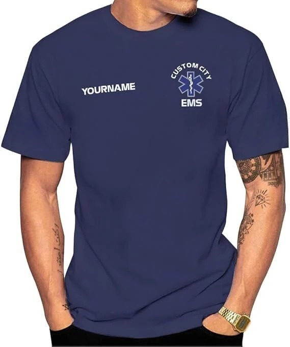 Paramedic Emergency Medical Technician Custom EMS EMT T-Shirts Short Sleeve Casual 100% Cotton T Shirt